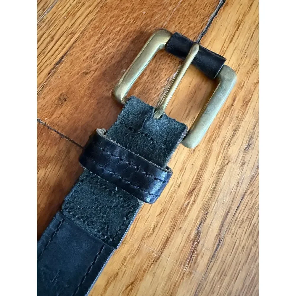 DOCKERS Heavy Duty Distressed Black Leather Belt Mens sz 44